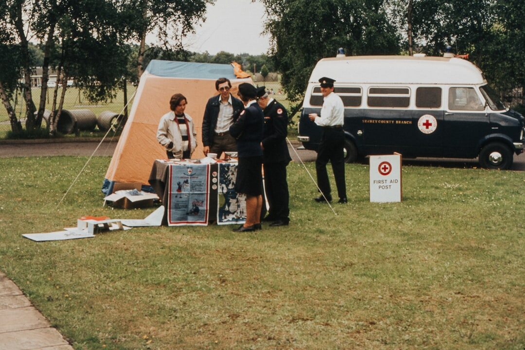 Outside broadcast van with satellite equipment at an event